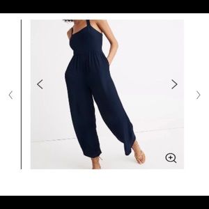 Madewell navy jumpsuit with adjustable straps